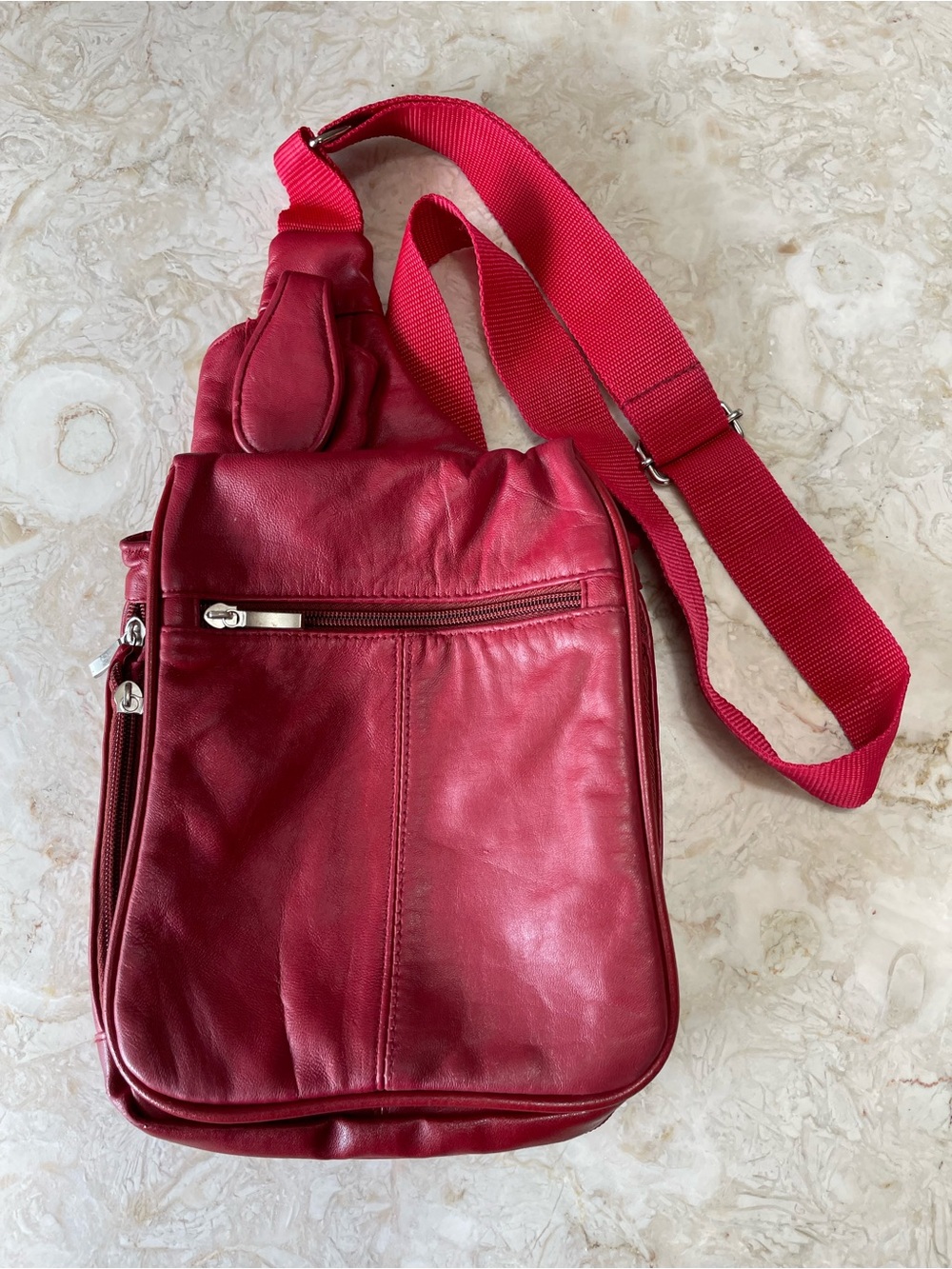 BUXTON Red Leather Sling Crossbody Bag